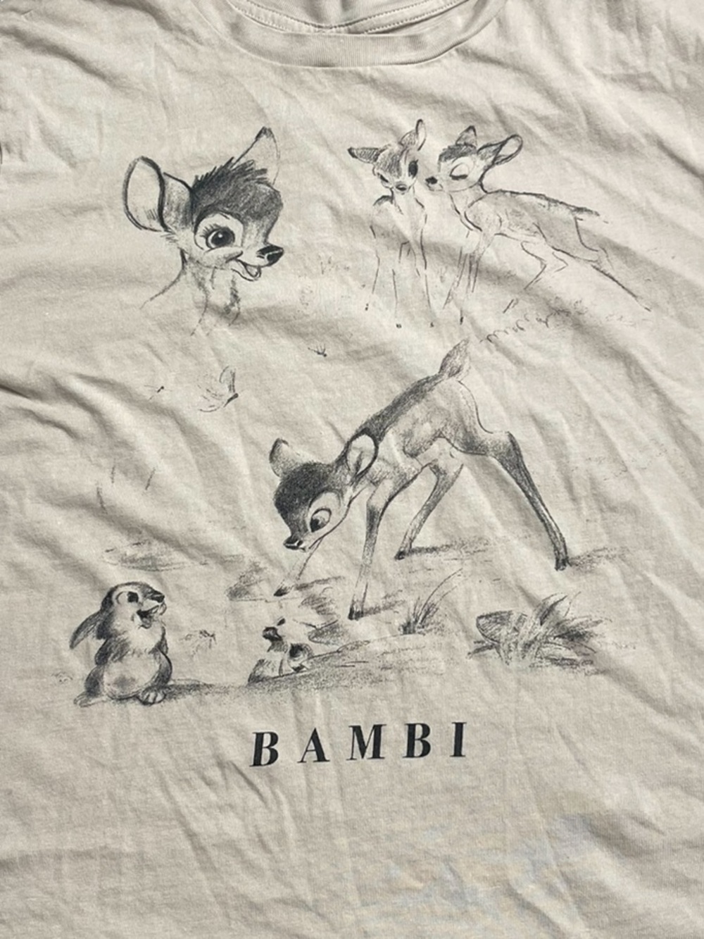 Disney Bambi Sketchbook Memories UT short sleeve graphic Crop T-shirt Size Large
